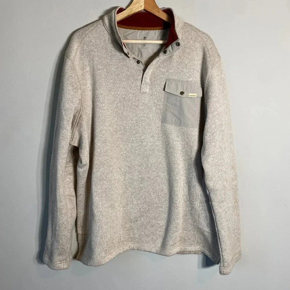 NWOT Woolrich 1/4 Snap Fleece Pullover Sweater Men's XL Cream Long Sleeve Pocket - Picture 4 of 14